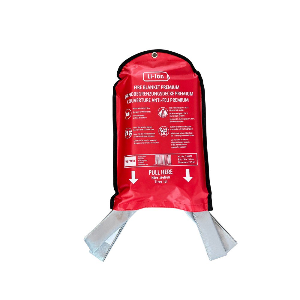 Vlitex PREMIUM Brandbegrenzungsdecke 1,5 × 1,5 m, Transporttasche freigestellt