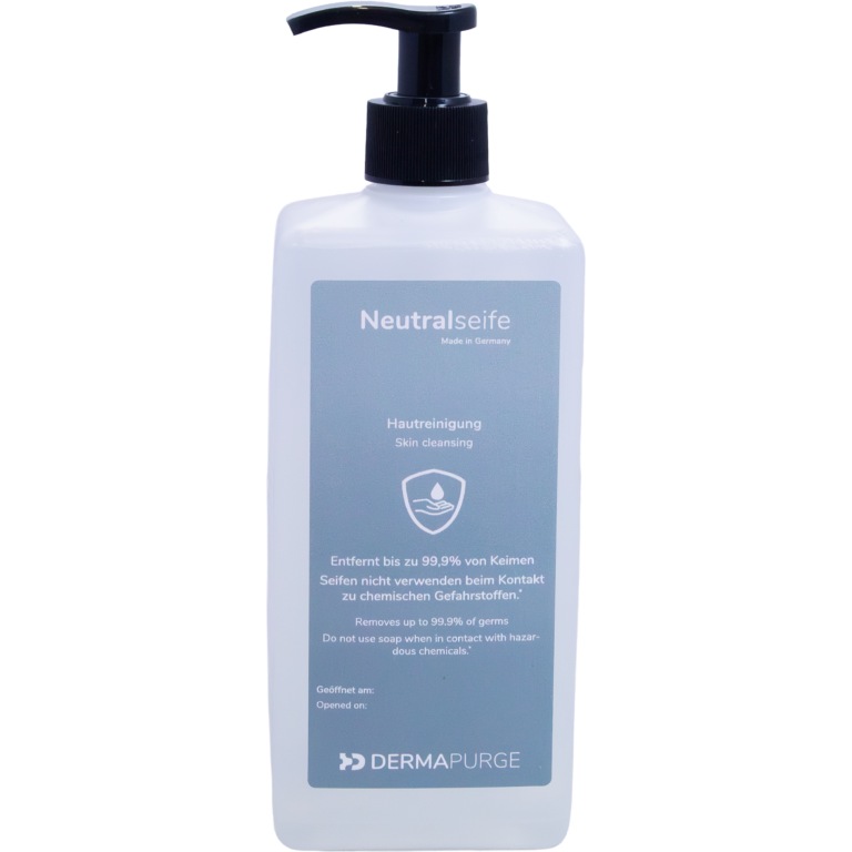Neutralseife 500 ml Pumpspender von DermaPurge, parfümfreie Handreinigungslotion