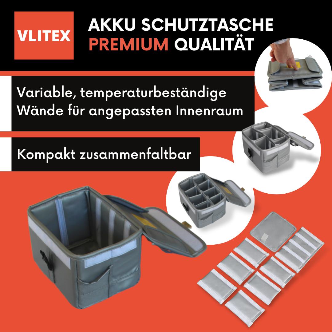 Vlitex Battery Safety Box with adjustable dividers, foldable