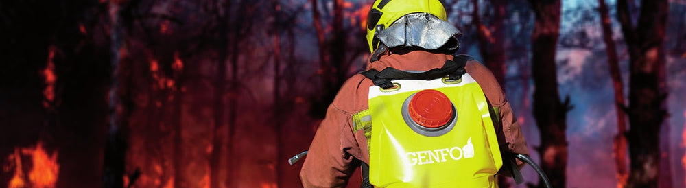 Einsatzkraft mit Löschrucksack GENFO Evo im Vegetationsbrand