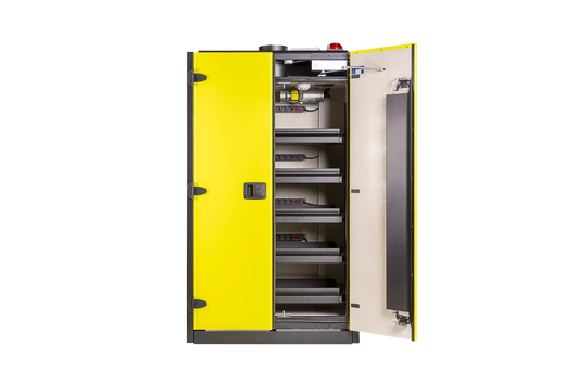 LOXXER LOXK2000 VDMA Slide – Ladeschrank mit ausziehbaren Regalen für Lithium-Ionen-Akkus
