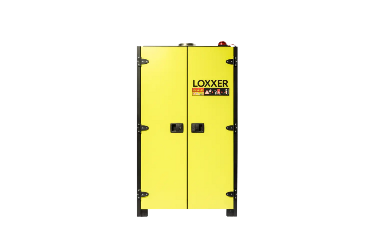 LOXXER LOXK2000 VDMA Storage – feuerwiderstandsfähiger Lagerschrank für Lithium-Ionen-Akkus, freigestellt