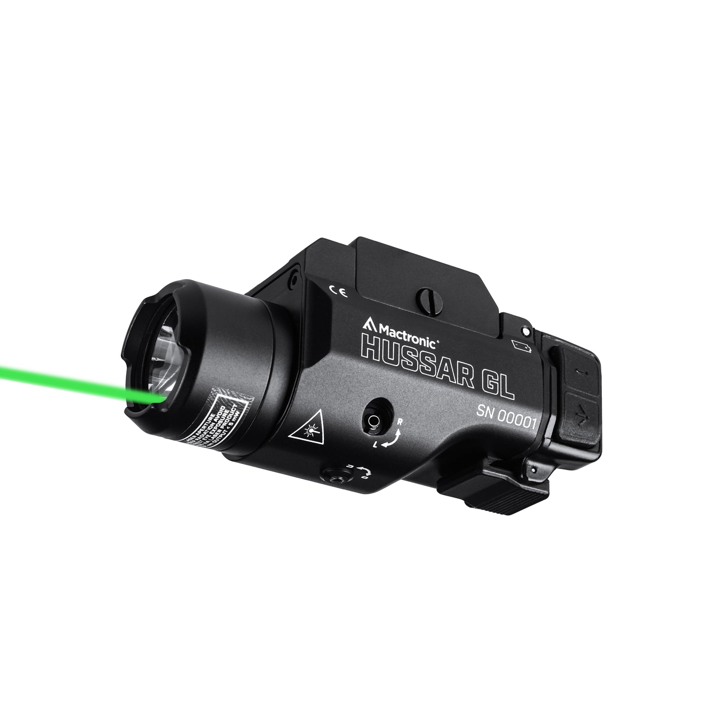 Mactronic Hussar GL THG0011 – Taktische Pistolenleuchte mit Grünlaser, 900 lm, IPX6 – Detailansicht