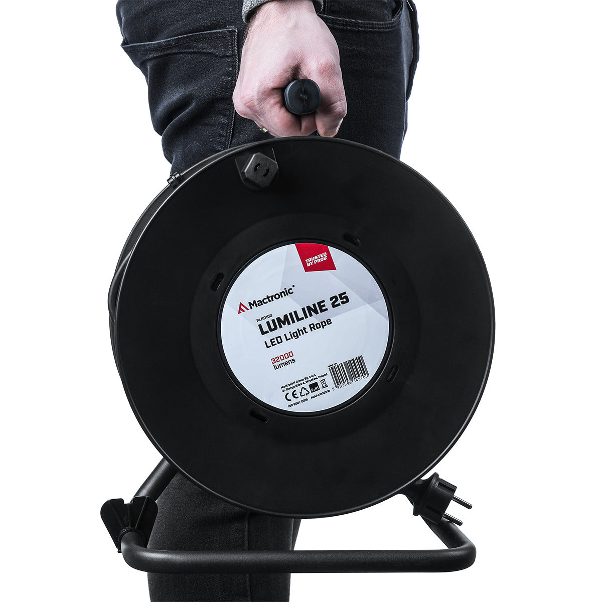 Die Trommel des LumiLine 25 wird am Griff in einer Hand getragen