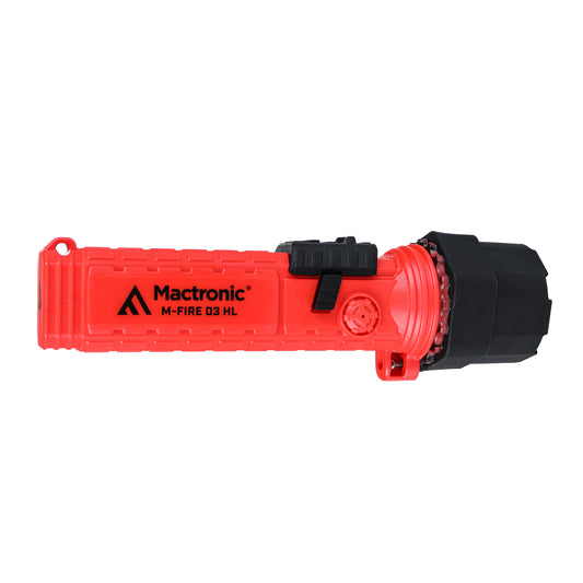 Mactronic M-FIRE 03 HL – ATEX-Taschenlampe | 400 lm | IPX7 | Zone 0 | Feuerwehr – Seitenansicht