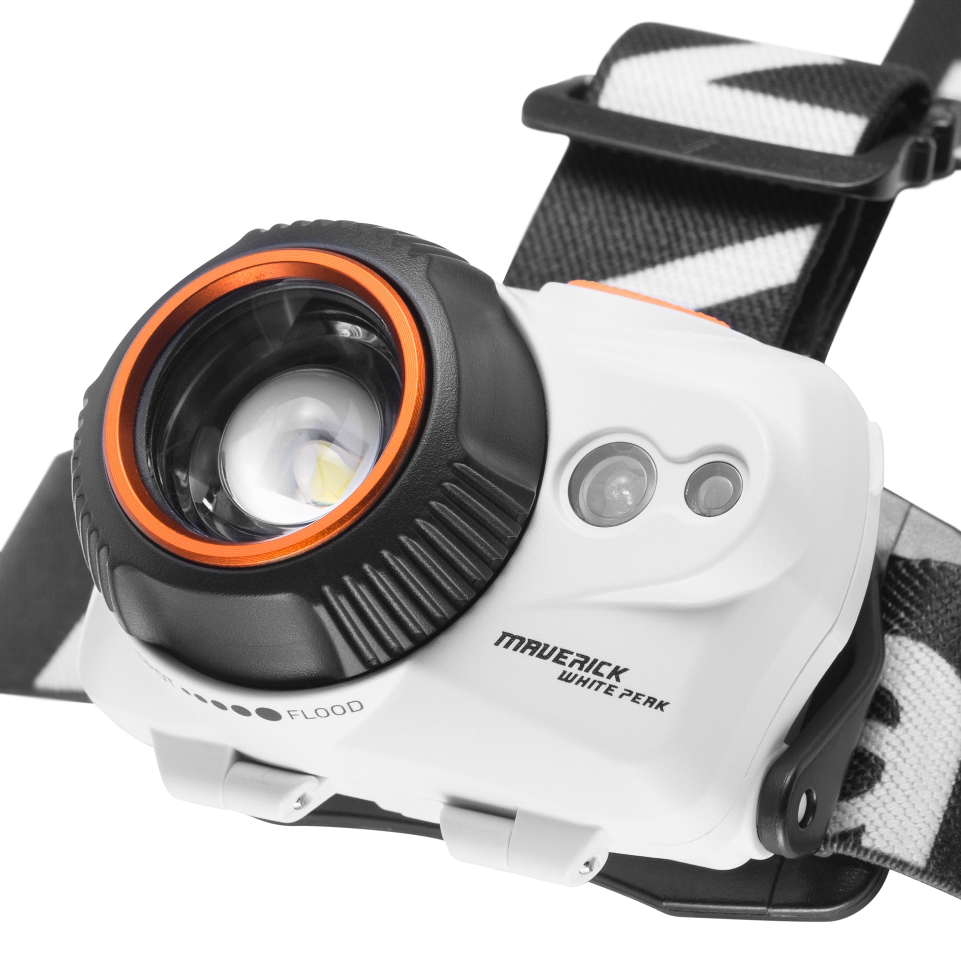 Mactronic Maverick White Peak AHL0052 – Stirnlampe mit Fokus und Bewegungssensor, 320 lm, IP64 – Rückansicht