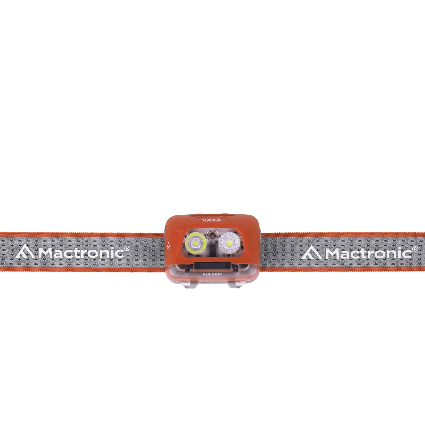 Mactronic Vaya Orange – Stirnlampe 480 lm / 60 m (Li-Po / 3×AAA) – Seitenansicht
