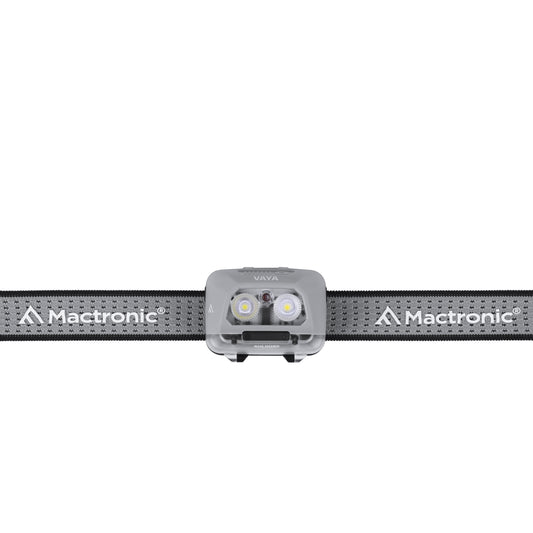 Mactronic Vaya Gray – Stirnlampe 480 lm / 60 m (Li-Po / 3×AAA) – Seitenansicht